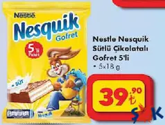 NESTLE NESQUİK SÜTLÜ ÇİKOLATALI GOFRET 5'Lİ 5X18 G